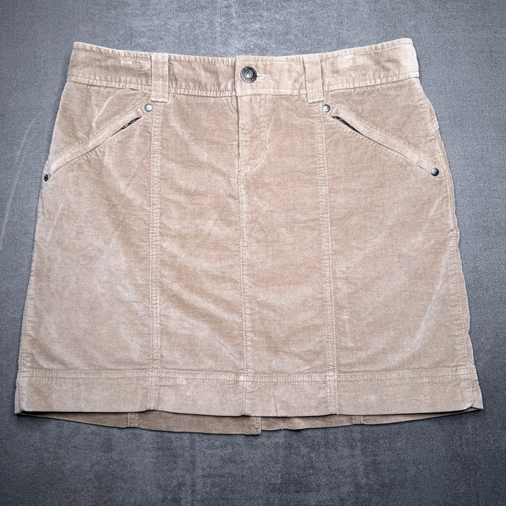 Athleta Skirt Womens 10 Tan Mini Velvet Casual Zip Pocket Outdoor Utility